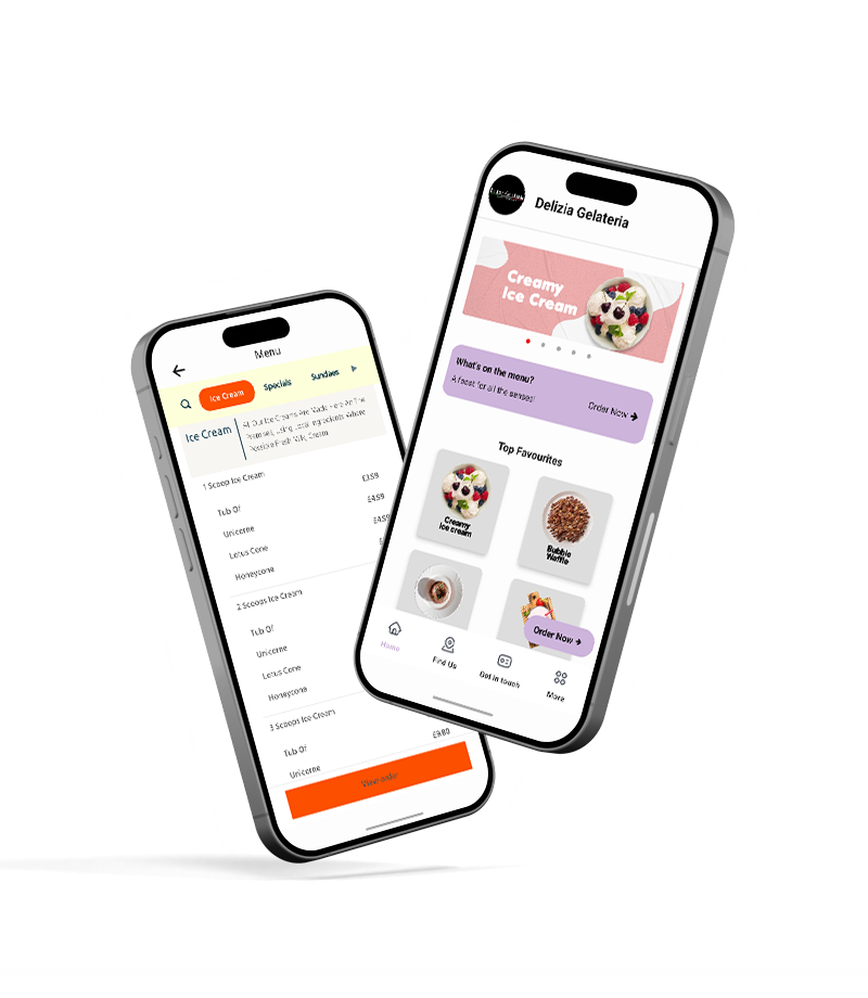 Delizia Gelateria St Andrews App mockup